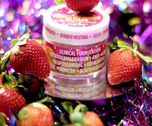 Our Strawberry Unicorn Ice Cream Face Scrub keeps your skin fresh and fruity! #andrewchristian • • •