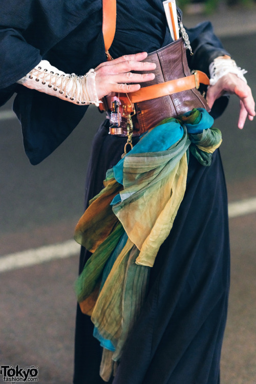 tokyo-fashion: Liz and Bishoujo wearing Japanese steampunk fashion on the street in Harajuku. Full L