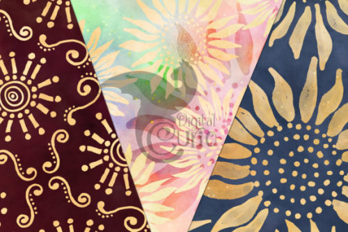 Sunflower Batik Digital Paper Graphic by Digital Curioa set of 16 high-quality sunflower digital pap