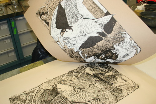 arghrist: “The Peregrine”  15”x24” Serigraph/Lithograph Edition of 45 1