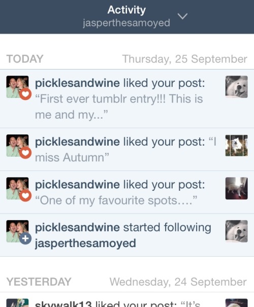 When your fav follows you Thanks picklesandwine!!! Please tell Skookum that Jasper and his humans sa