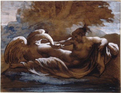1-Leda.1822. (After a drawing by Michelangelo Buonarroti). Pen and Ink on paper. Musée des 