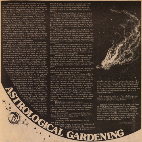 electripipedream:  Astrological Gardening, 1974