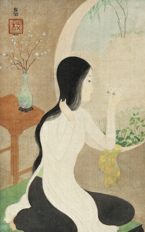 peaceinthestorm: Mai Trung Thứ (1906-1980, Vietnamese/French) ~ Lady at the Window, 1941 [