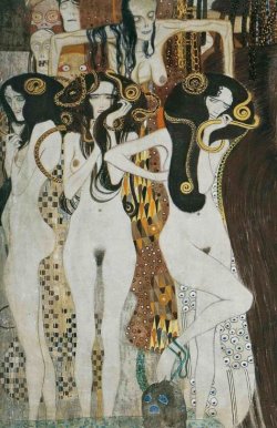 une-bouteille-a-l-amer:  Three Gorgons and Sickness, Madness, and Death from the Beethoven Frieze -Gustav Klimt, 1902