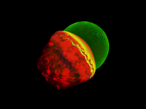 wnycradiolab:  Detonation phase of the GCD model at the Flash Center for Computational Science. (As far as I can tell, this is a computer-generated model of how a particular kind of supernova might happen.  Also it’s very, very pretty.) 