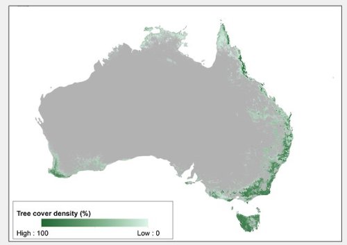portentsofwoe: mapsontheweb: Tree cover map of Australia. needs more trees imo