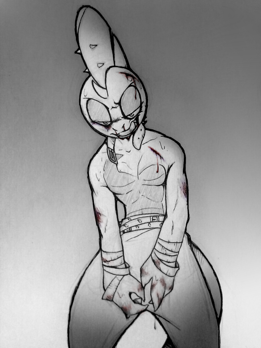 dragons-and-art:  i had the mighty need to draw Jake bloody and bruised and having