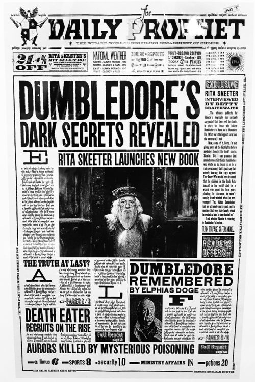 avengcrwanda: Harry Potter wanted posters and The Daily Prophet front pages. – Minalima Exhibi