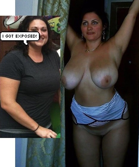 ilikefattiess:  Exposed Chubby Brunette milf with huge tits dressed &amp; undressed