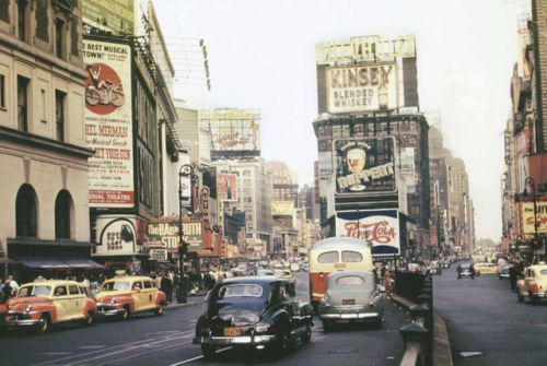yesterdaysprint:    Broadway toward 45th Street, New York, 1948  