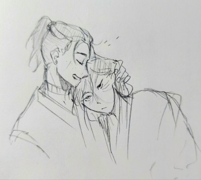 alfajorcita:yayee-prsp:yayee-prsp:THEY.[id: three pencil drawings of zuko and sokka from ‘avatar: the last airbender’. the first shows them from the chest up, zuko leaning his head on sokka’s shoulder, who strokes his hair and chats
