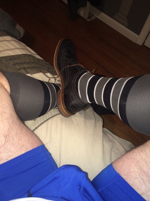 hot4soxdfw:  grsx72:  Today’s grey black and white striped Otc’s with my black Mercanti Fiorentini wingtips.  Awesome