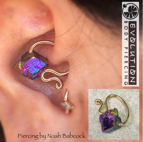 Healed #daith piercing with #yellowgold jewelry by #evolutionmetalworks and a bit of custom bending.