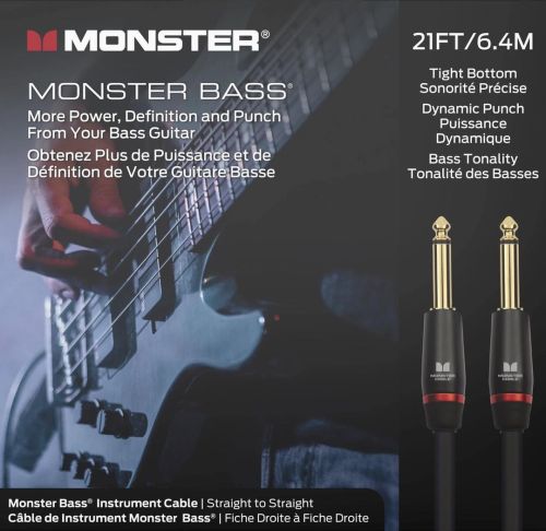 Monster® Prolink Bass® Instrument Cable Incredible Bass Single heavy-gauge bass conductor de