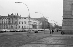chrisjohndewitt:Unter Den Linden in 1984. It was common in Berlin, east or west, to allow cars to park down the centre of the wide Boulevards. Here is a row of Trabants in the east, and on Kurfürstendamm in the west, the VW, Mercedes and Audi cars would