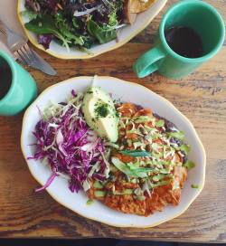 yackattack:  Enjoyed a wonderful lunch at @kitchenmousela with @veganfatkid, and tried out their chilaquiles (#vegan style). Delicious! If you haven’t been here yet, you need to come out, especially since they expanded. Love this space. 😍 #glutenfree