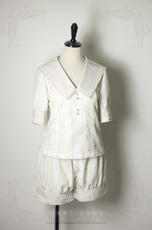 truth2teatold:  Narcissus Lost Summer sailor set preorder - blouse, shorts, beret, scarves
