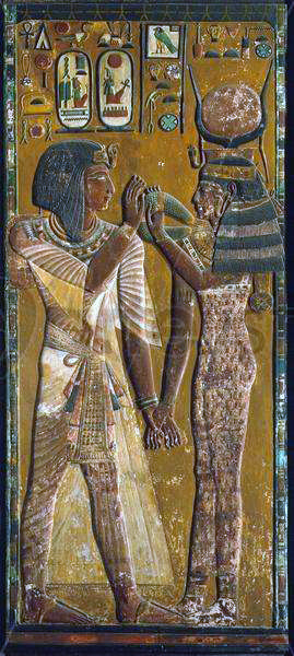 Pharaoh Seti I and the goddess Hathor, 19th dynasty painting