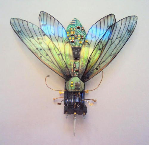 from89:  Artist Julie Alice Chappell creates beautiful miniature sculptures of insects using circuit boards found inside discarded electronics.