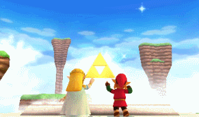 mightyenawolf: Complete Triforce across the ages. When power, wisdom, and courage come together, the gods would have no choice but to come down… The power of the gods… The Triforce! He who touches it will have whatever he desires granted!   