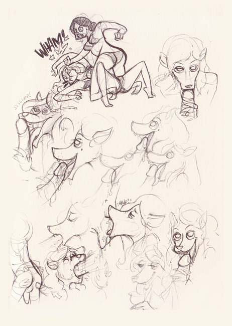 A whole bunch of sketches! Delidah having some fun, sketches of Mizia the gnome, and Eustella (featured in a previous post) handling some dick.Enjoy!