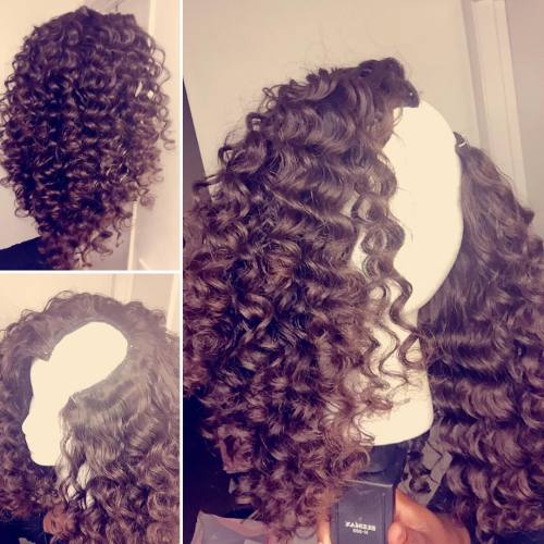 Just made this u-part wig for my client using 3 bundles of @herimports Brazilian deep wave. Getting 