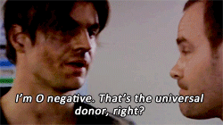 xchelspaige:   Queer as Folk Meme - nine scenes [1/9]510; He’s [Michael] lost a lot of blood. Before we can do anything, he’s gonna need a blood transfusion.What the fuck are you waiting for?He’s AB negative. We’re short on his type, so we’re