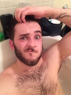 the-dapper-lumberjack: I was tagged by @chaotic-tides to take a random selfie! Easy enough!   I tag @james-t35 @darkestknights @gaming-pugs and anyone else! I can’t think of people’s names! The bath has melted my mind! 
