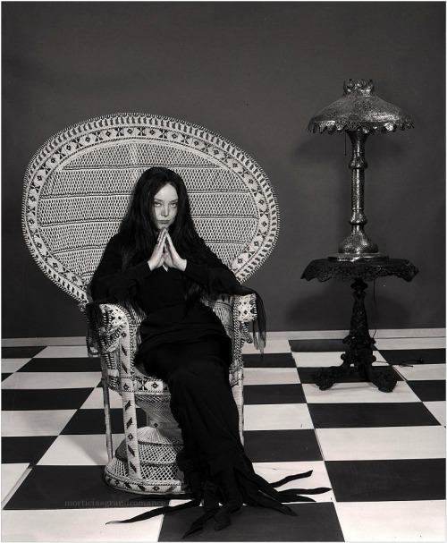 morticiasgrandromance: Carolyn Jones in a promotional photo for the pilot episode of The Addams Family