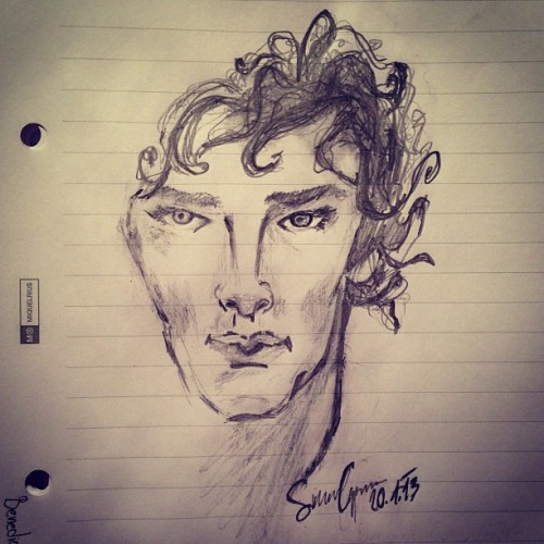 thecrazyinloveone: Benedict Cumbercatch and his cheekbones. #Sherlock #benedictcumberbatch #drawing