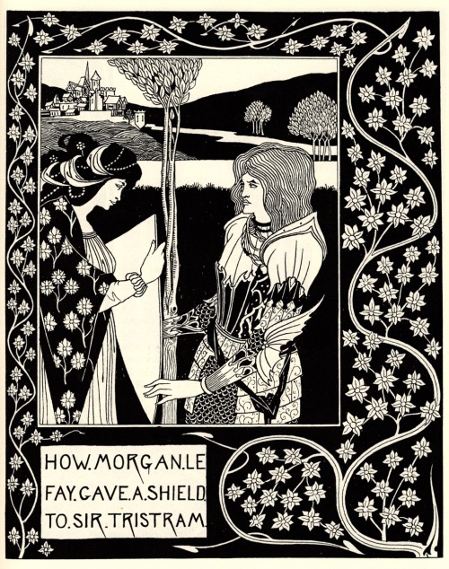 Le Morte d’Arthur by Sir Thomas Malory. -How Morgan Le Fay Gave a Shield to Sir Tristram.Art by 