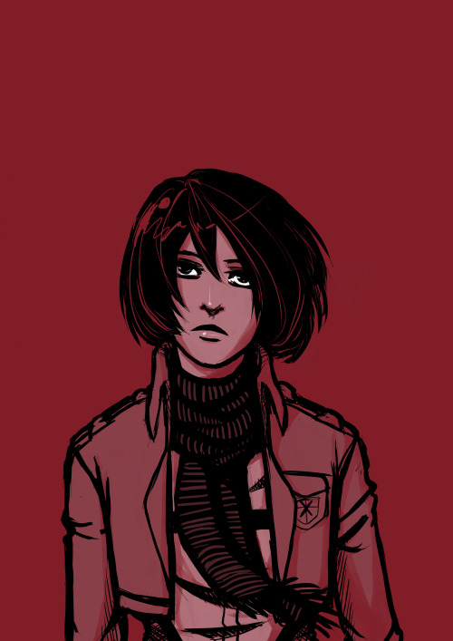 Dicking around on SAI, wound up with a dead-eyed Mikasa. o_o;