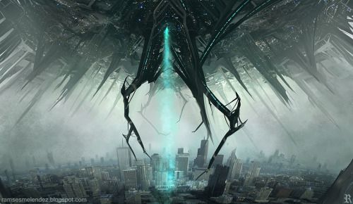 c0ry-c0nvoluted:  More cool stuff from this dude –>>   ramsesmelendeze Alien invasions and big ass spiders an’ shit. -cc