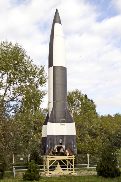 Instruments of destruction. Model of V2 rocket. Peenemünde, Germany.