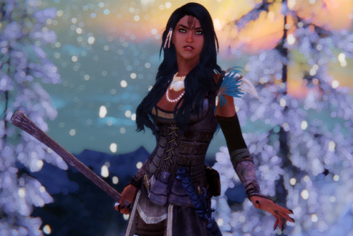 ceinwen’s fashion aesthetic is either “hot topic necromancer goth” or “crazy forsworn swamp witch th