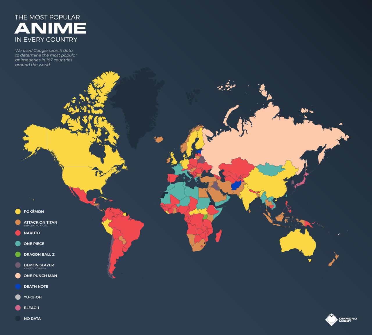 The Most Popular Anime in Every Country Source:... - Maps on the Web