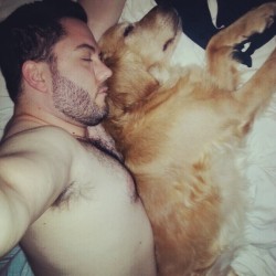 wasitallsmokeandmirrors:  We like to spoon. #me #selfie #menandtheirdogs #autumn #goldenretriever #goldens_ofinstagram #ilovegolden_retrievers #nipslip