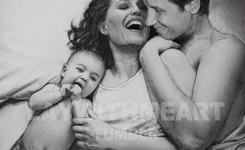 sfoxmulder: Season 9 alternative ending. A family parent hood. Fox Mulder Dana Scully and baby Willi