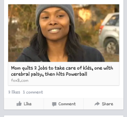 slaying-hoes:  blackgirlsrpretty2:So glad she won the powerball… instead of the typical old white couple who live in the middle of nowhere….  It happened to someone who actually deserves it