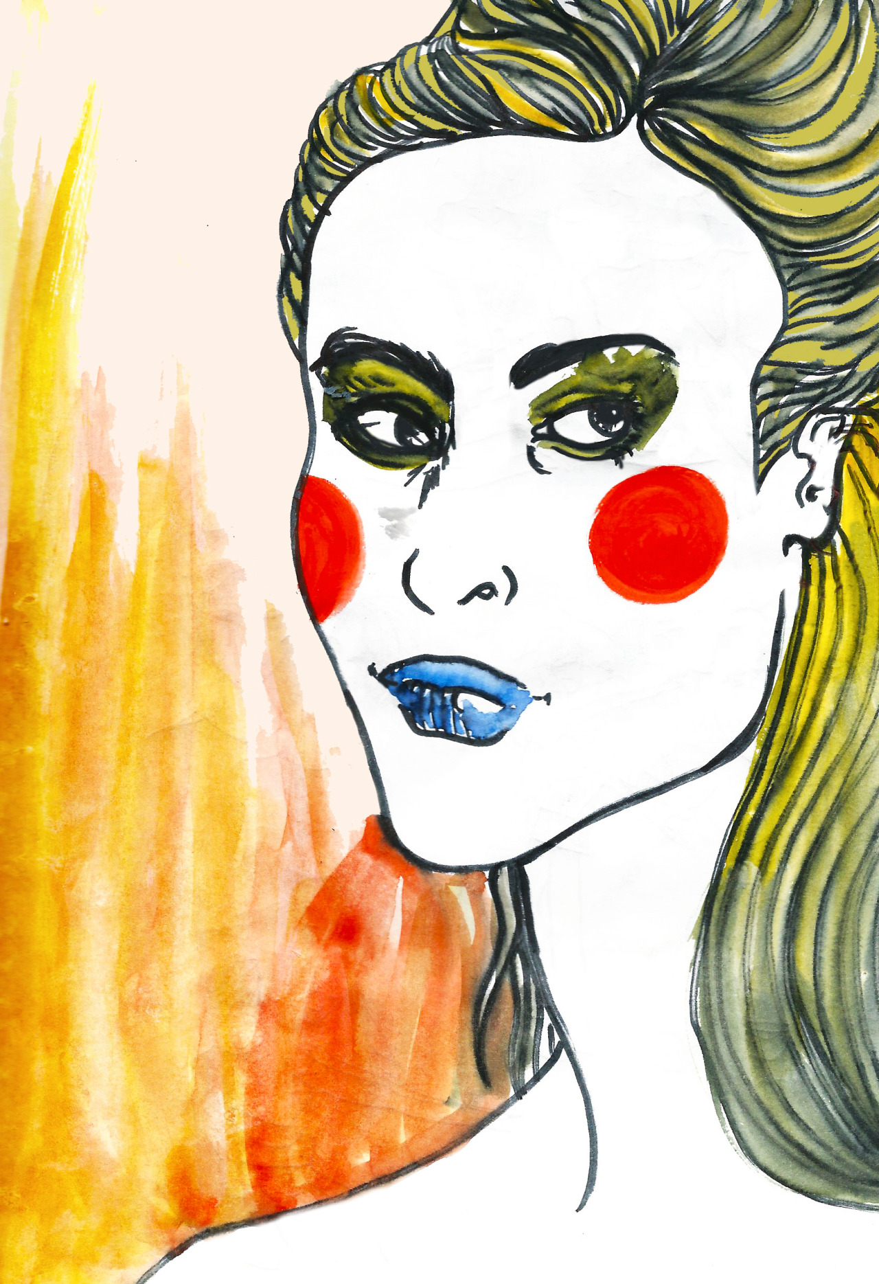 raphaellendlt:  &ldquo;Portrait of woman&rdquo;, 20’X14’, blacken/aquarelle,
