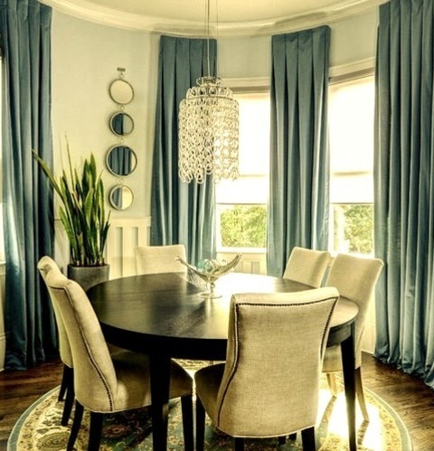 Dining Room Kitchen DiningImage Of A Medium-sized Transitional Kitchen/dining Room Combination With Blue