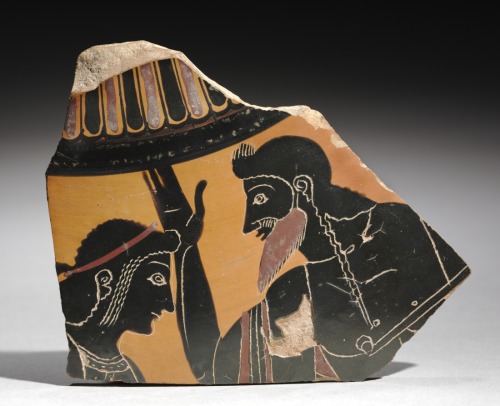 cma-greek-roman-art: Fragment of a Painted Vase: Apollo and Zeus, c. 520 BC, Cleveland Museum of Art