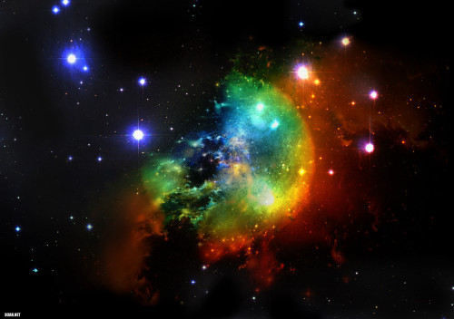 spaceexplorationphotography:  (Artistic Composite) The Pleiades, The Bello Nebula, & The Sun Source: https://imgur.com/orNJu