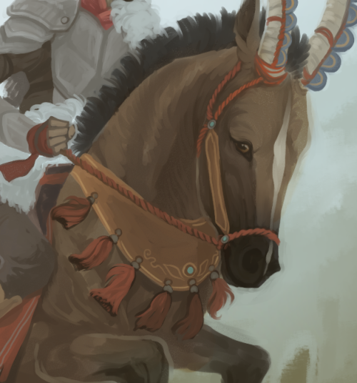 Khuren, the brown horse, and his assigned rider, Phua, a warlord.