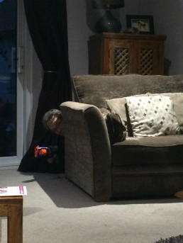 calsgang:  IM LAUGHING SO MUCHI just got back from shopping and I saw the nerf gun lying behind the sofaand I was so confused, but then I heard someone laughing and it was my nan, she’s 80 for christ sakejust look at the concentration on her faceand