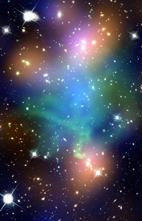 thedemon-hauntedworld: Galaxy Cluster Abell 520 This composite image shows the distribution of dark 