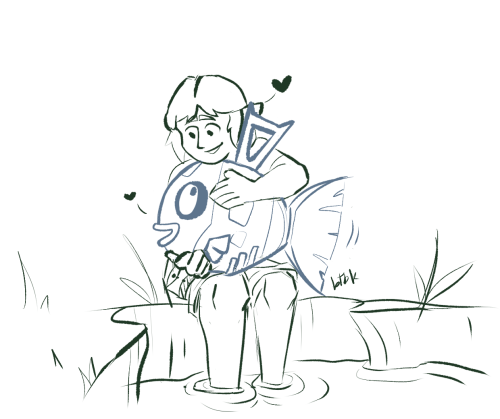 pokemon au lu man absolutely has a feebas that he loves unconditionally