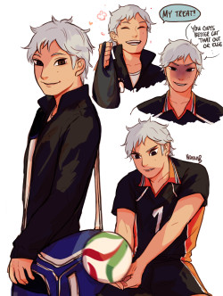 noranb-artstuffs:  Daisuga kid asjk;g this happened so spontaneously I’m reeling Btw his name is Hotaru. It’s apparently feminine but idgaf he can go join a certain swimming team after volleyball practice 