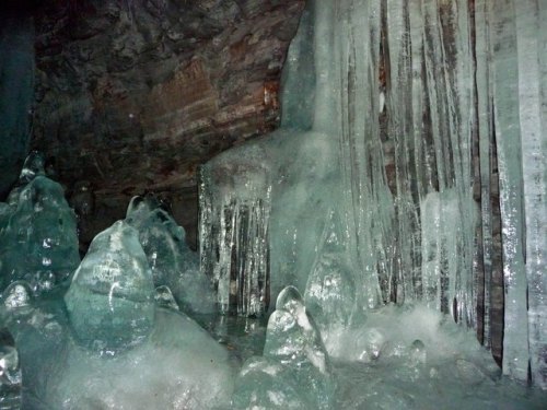 Stalagmitecicles. The Crystal Ice Cave in Lava Beds National Monument is, interestingly, able to mai